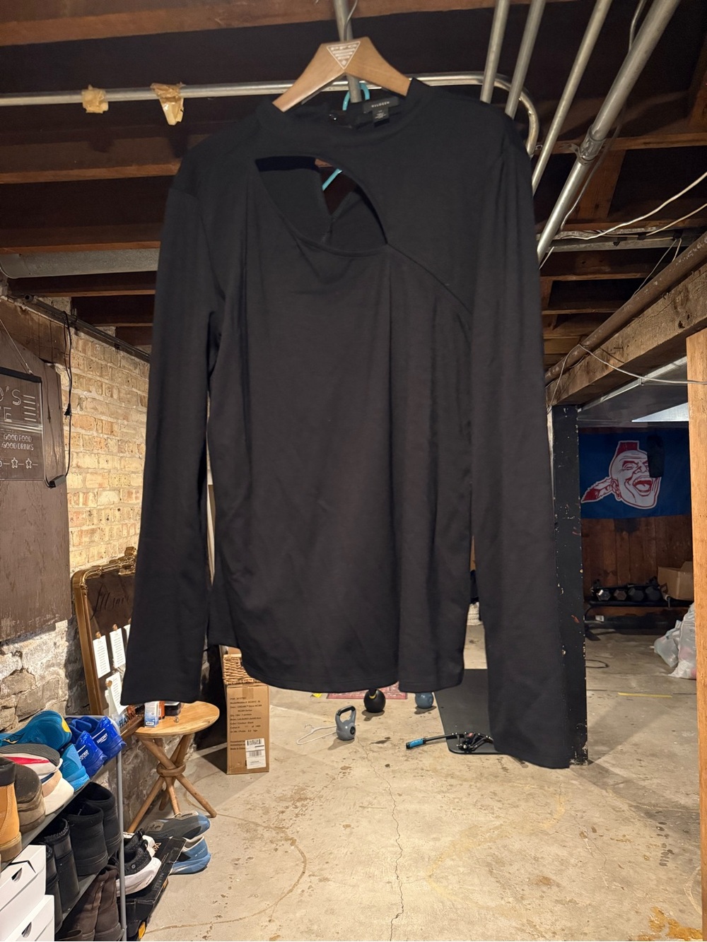 Halogen Black Long Sleeve Cutout Tee